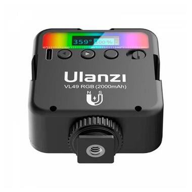 Накамерное LED-освещение RGB, 1/4 магнит, 2000мАч, фотосвет ULANZI VL49 фото №3