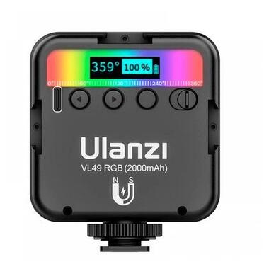 Накамерное LED-освещение RGB, 1/4 магнит, 2000мАч, фотосвет ULANZI VL49 фото №2
