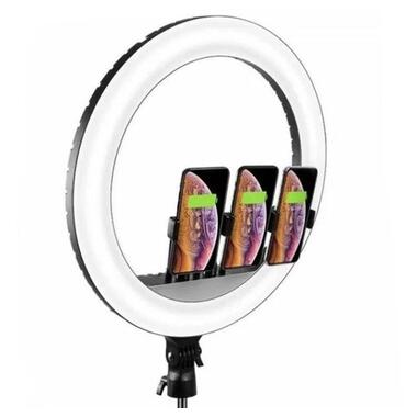 Кільцева світлодіодна LED лампа Epik Arc Ring Remote control 18 + tripod 2.1m Black фото №1