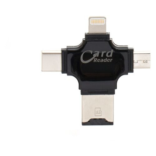 Картридер OTG Lightning Micro Type-C to MicroSD Чёрный фото №3