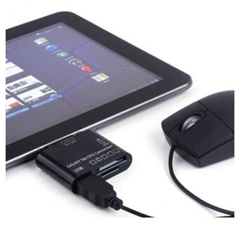 Кардрідер OTG, USB, SD/MMC/MS/TF/M2, чорний, коробка фото №2