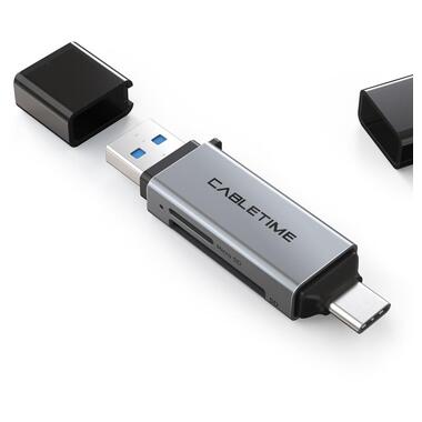 Кардрідер Cabletime USB3.0 A + USB TYPE C, SD/TF, 5Gbps (CB46G) фото №1