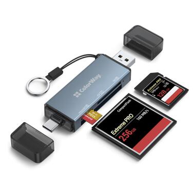 Кардридер ColorWay USB 2.0/USB-C для CF/SD/MicroSD (CW-CR-01) фото №1