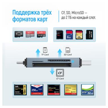 Кардридер ColorWay USB 2.0/USB-C для CF/SD/MicroSD (CW-CR-01) фото №11