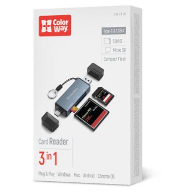Кардридер ColorWay USB 2.0/USB-C для CF/SD/MicroSD (CW-CR-01) фото №12