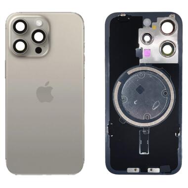 Кришка задня iPhone 15 Pro Max Natural Titanium (зі склом камери) фото №1