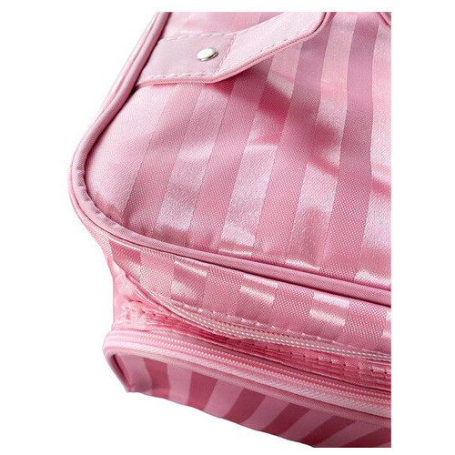Косметичка дорожня жіноча Рожевий із смужкою Travel bag 22 х 17 х 16 см фото №3
