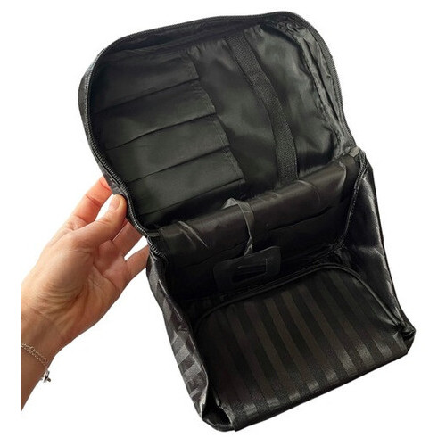 Косметичка дорожня жіноча Чорний із смужкою Travel bag 22 х 17 х 16 см фото №4