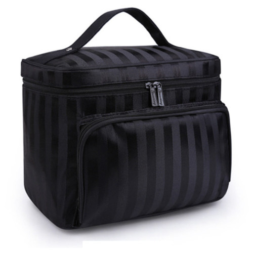 Косметичка дорожня жіноча Чорний із смужкою Travel bag 22 х 17 х 16 см фото №1