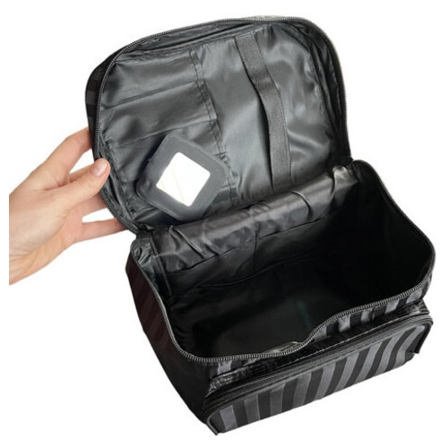 Косметичка дорожня жіноча Чорний із смужкою Travel bag 22 х 17 х 16 см фото №2