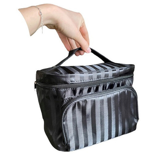 Косметичка дорожня жіноча Чорний із смужкою Travel bag 22 х 17 х 16 см фото №3