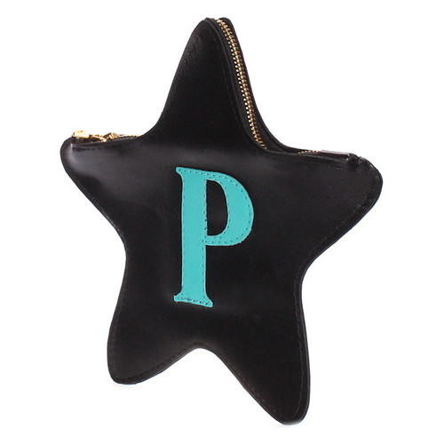 Шкіряний клатч-косметичка Poolparty Star (star-black-blue) фото №1