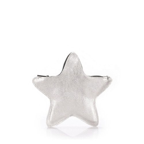 Шкіряний клатч-косметичка Poolparty STAR Срібний (star-silver) фото №1