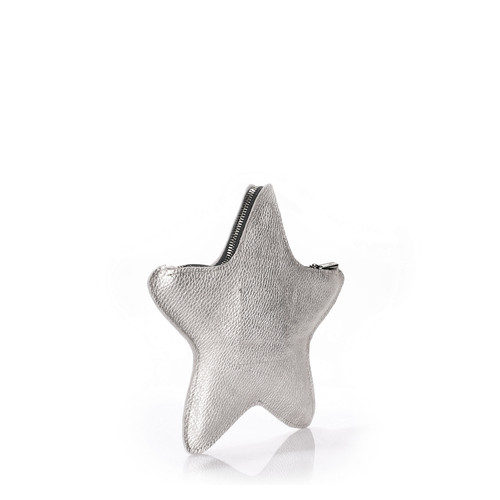 Шкіряний клатч-косметичка Poolparty STAR Срібний (star-silver) фото №3