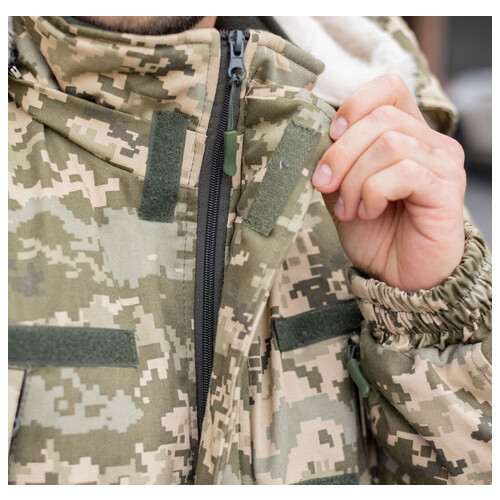 Куртка-бушлат військова чоловіча тактична на хутрі ЗСУ Піксель 9163 56 розмір фото №5