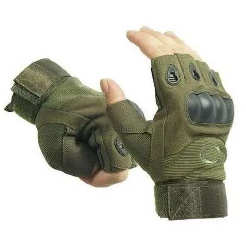 Тактичні рукавички короткі Tactical безпалий олива фото №1
