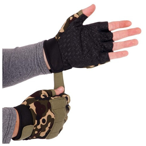 Тактичні рукавички з відкритими пальцями FDSO BC-8789 L Камуфляж (07508035) фото №2
