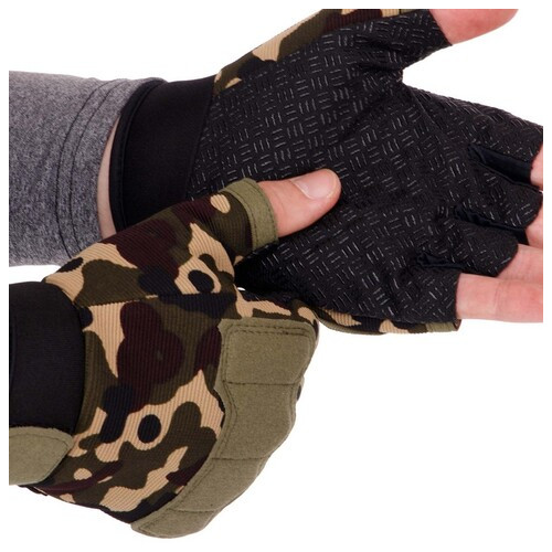 Тактичні рукавички з відкритими пальцями FDSO BC-8789 L Камуфляж (07508035) фото №3