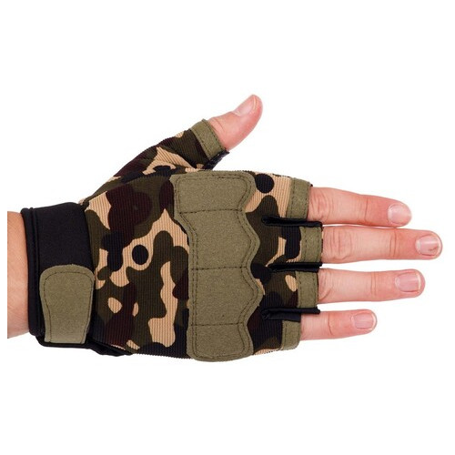 Тактичні рукавички з відкритими пальцями FDSO BC-8789 L Камуфляж (07508035) фото №4