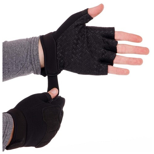Тактичні рукавички з відкритими пальцями FDSO BC-8789 L Чорний (07508035) фото №2