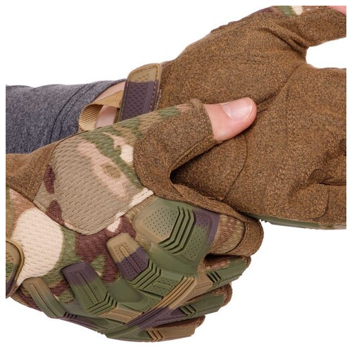 Тактичні рукавички з відкритими пальцями FDSO BC-8808 XL Комуфляж Multicam (07508032) фото №3