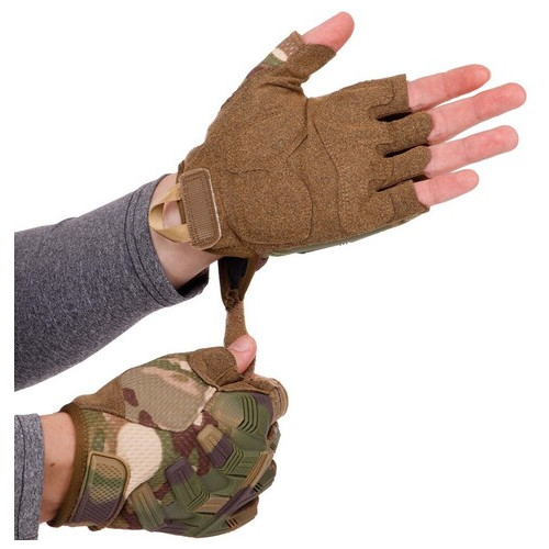 Тактичні рукавички з відкритими пальцями FDSO BC-8808 XL Комуфляж Multicam (07508032) фото №2