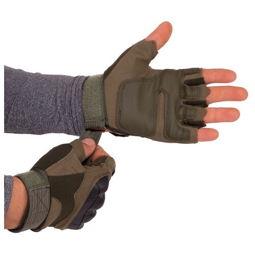 Тактичні рукавички з відкритими пальцями FDSO BC-8788 XL Оливковий (07508044) фото №3