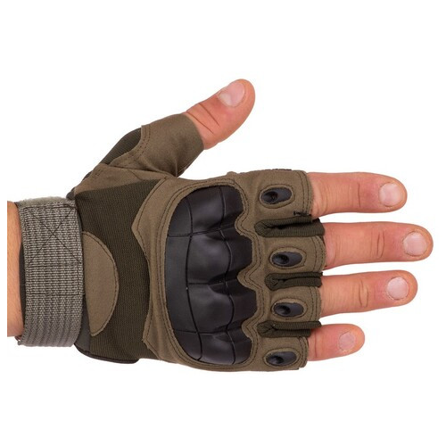 Тактичні рукавички з відкритими пальцями FDSO BC-8788 XL Оливковий (07508044) фото №4