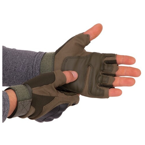 Тактичні рукавички з відкритими пальцями FDSO BC-8788 XL Оливковий (07508044) фото №2