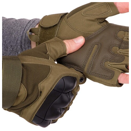 Тактичні рукавички з відкритими пальцями FDSO BC-8805 XL Оливковий (07508031) фото №3