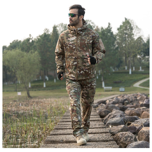 Тактична куртка Pave Hawk PLY-6 Camouflage CP M камуфляжна водонепроникна з кишенями та затяжками фото №4
