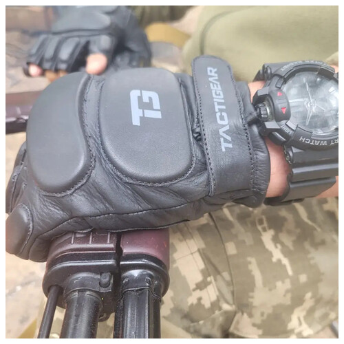 Рукавички тактичні шкіряні без пальців Power System PS-8801 Patrol Black L фото №2