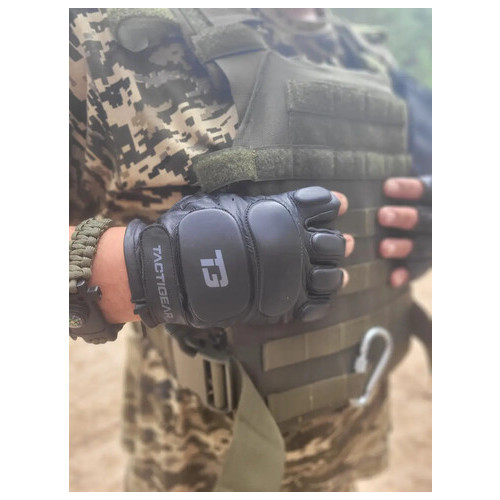 Рукавички тактичні шкіряні без пальців Power System PS-8801 Patrol Black L фото №5