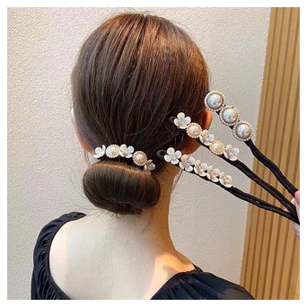 Елегантна шпилька-твістер для волосся з перлиною прикрасою (T-5667) фото №7