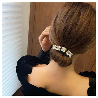 Елегантна шпилька-твістер для волосся з перлиною прикрасою (T-5667) фото №6