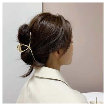 Металевий затискач для волосся, шпилька-краб Плетена петелька (Z-4420) фото №1