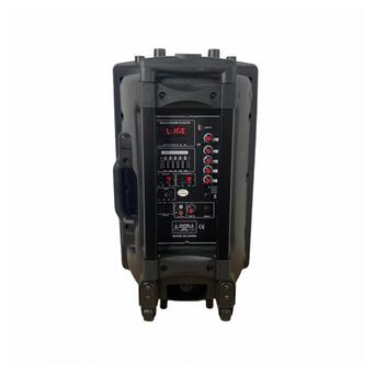 Акумуляторна акустична система XPRO BT-150D колонка валіза 180Вт USB, SD, FM радіо, Bluetooth, 2 радіомікрофони, ДУ чорна (4383) фото №4