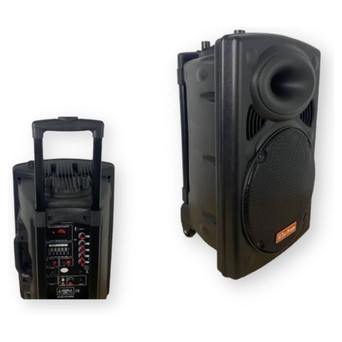 Акумуляторна акустична система XPRO BT-150D колонка валіза 180Вт USB, SD, FM радіо, Bluetooth, 2 радіомікрофони, ДУ чорна (4383) фото №1
