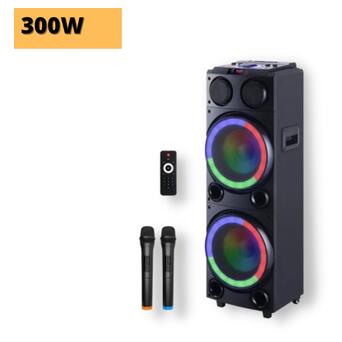 Акумуляторна акустична система XPRO HS-TD1020 колонка валіза 300Вт USB, SD, FM радіо, Bluetooth, 2 радіомікрофони, ДУ (MER-15697) фото №2