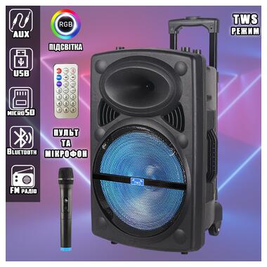 Професійна акустична система XPRO NDR-12 караоке Bluetooth мікрофон RGB пульт (MER-15678_3136) фото №3