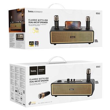 Портативная колонка HOCO BS63 Graceful wireless dual-mic BT speaker Black (6942007634458) фото №2