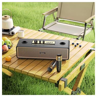 Портативная колонка HOCO BS63 Graceful wireless dual-mic BT speaker Black (6942007634458) фото №9