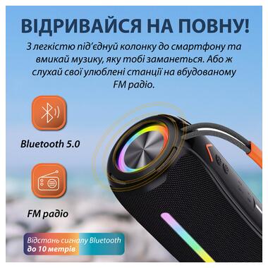 Колонка Bluetooth бездротова портативна з підсвіткою та USB BOOMSBOX 360 акумулятор 2400 mah FM AUX BOOMSBOX 360 (X360B) фото №3