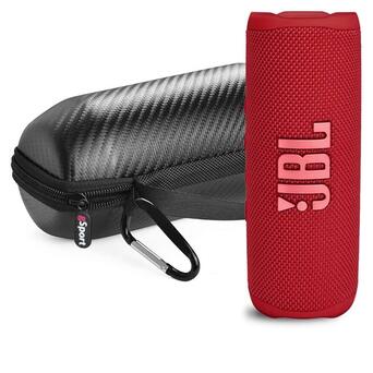 Портативна колонка  JBL FLIP 6 Red з чохлом  Carbon Fiber Case фото №1