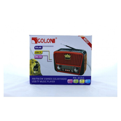 Радіоприймач Golon RX-455S із сонячною панеллю, Red фото №4
