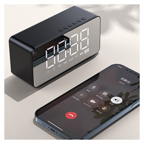 Bluetooth колонка + годинник Usams US-YX007 FM-Tuner AUX BT5.0 Чорний фото №5