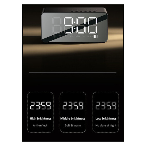 Bluetooth колонка + годинник Usams US-YX007 FM-Tuner AUX BT5.0 Чорний фото №3