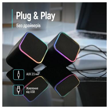 Акустическая система ColorWay Cubix 2.0 RGB USB Black (CW-SPU05BK) фото №8