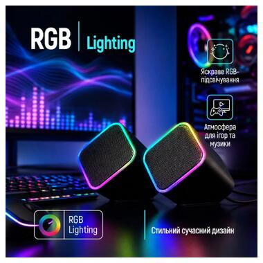Акустическая система ColorWay Cubix 2.0 RGB USB Black (CW-SPU05BK) фото №6