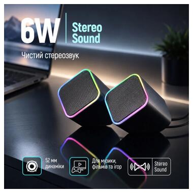 Акустическая система ColorWay Cubix 2.0 RGB USB Black (CW-SPU05BK) фото №5